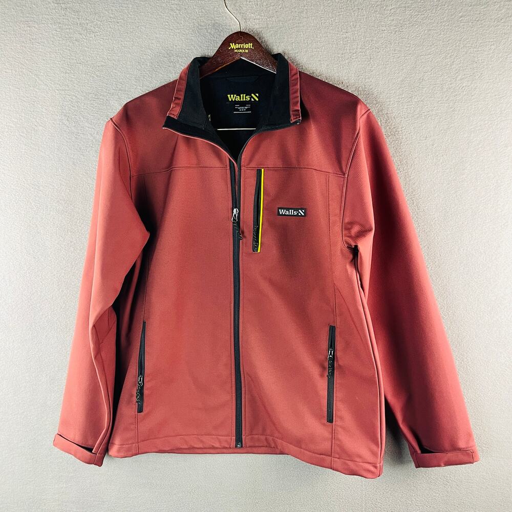 Walls Men’s Medium Softshell Jacket Full Zip Rust Color